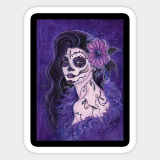 Day of the dead purple Daisy By Renee Lavoie Sticker